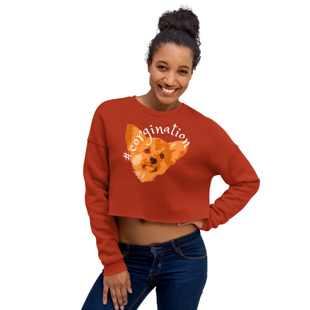Gift for dog lovers. #corgination cropped sweatshirt for girls. Streetwear for women WickedYo.